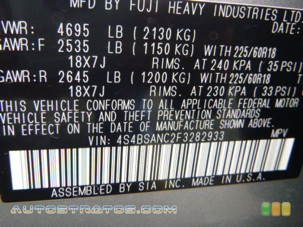 2015 Subaru Outback 2.5i Limited 2.5 Liter DOHC 16-Valve VVT Flat 4 Cylinder Lineartronic CVT Automatic