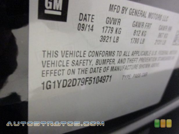2015 Chevrolet Corvette Stingray Coupe 6.2 Liter DI OHV 16-Valve VVT V8 8 Speed Paddle Shift Automatic