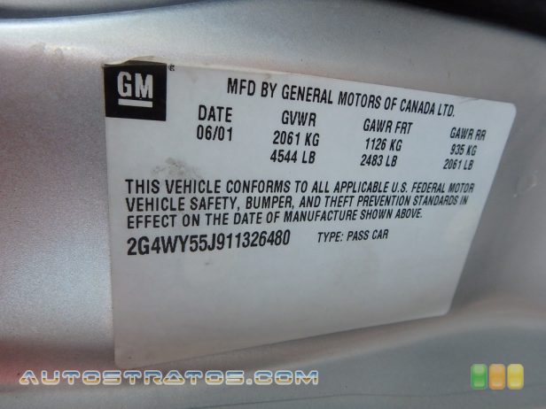 2001 Buick Century Limited 3.1 Liter OHV 12-Valve V6 4 Speed Automatic