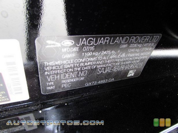 2017 Jaguar XE 35t Prestige 3.0 Liter Supercharged DOHC 24-Valve VVT V6 8 Speed Automatic