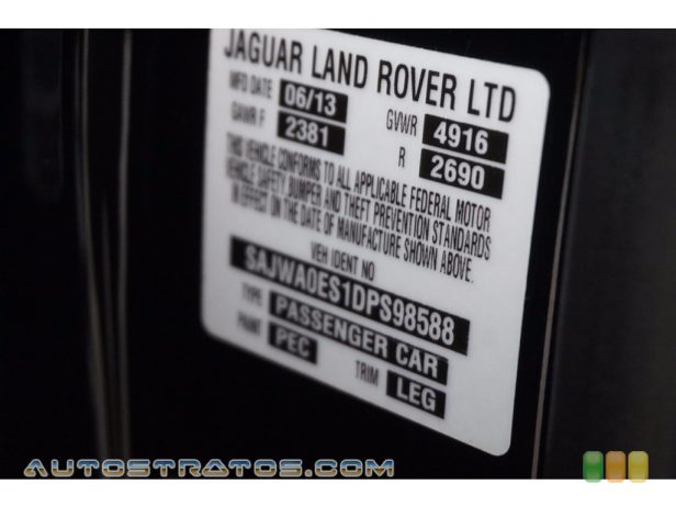 2013 Jaguar XF I4 T 2.0 Liter Turbocharged DOHC 16-Valve VVT 4 Cylinder 8 Speed Sequential Shift Automatic