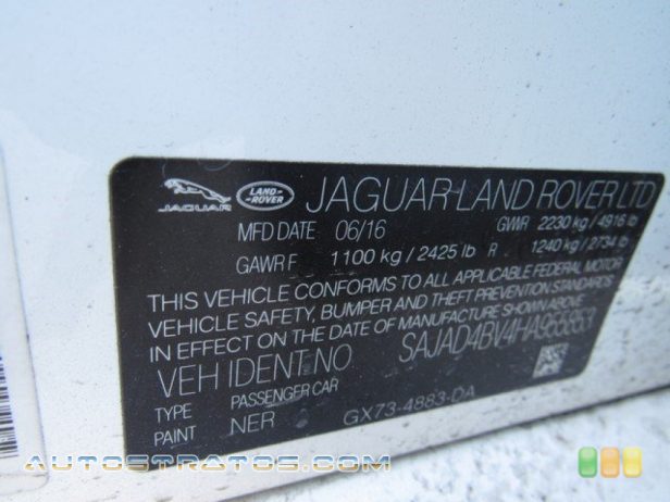 2017 Jaguar XE 35t Premium 3.0 Liter Supercharged DOHC 24-Valve VVT V6 8 Speed Automatic