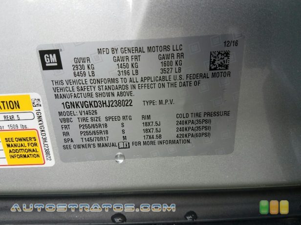 2017 Chevrolet Traverse LT AWD 3.6 Liter DOHC 24-Valve VVT V6 6 Speed Automatic