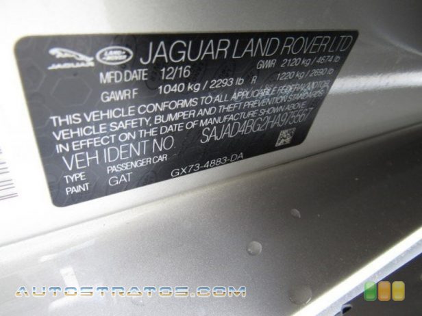 2017 Jaguar XE 25t Premium 2.0 Liter Turbocharged DOHC 16-Valve VVT 4 Cylinder 8 Speed Automatic