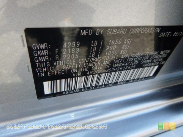 2017 Subaru Impreza 2.0i Sport 4-Door 2.0 Liter DI DOHC 16-Valve DAVCS Horizontally Opposed 4 Cylinder Lineartronic CVT Automatic