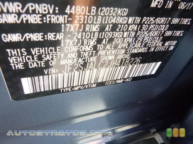 2018 Subaru Forester 2.5i Limited 2.5 Liter DOHC 16-Valve VVT Flat 4 Cylinder Lineartronic CVT Automatic