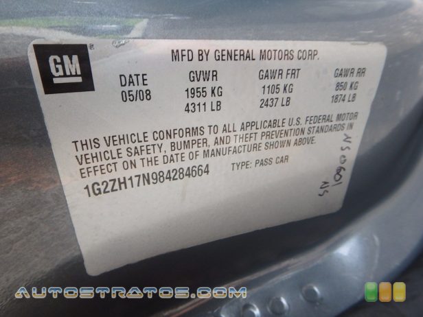 2008 Pontiac G6 GT Coupe 3.5 Liter OHV 12-Valve VVT V6 4 Speed Automatic