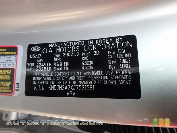 2018 Kia Soul  1.6 Liter GDI DOHC 16-Valve CVVT 4 Cylinder 6 Speed Automatic