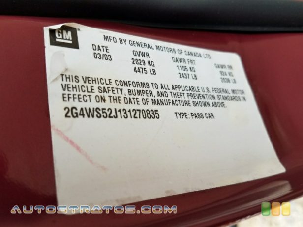 2003 Buick Century Custom 3.1 Liter OHV 12-Valve V6 4 Speed Automatic