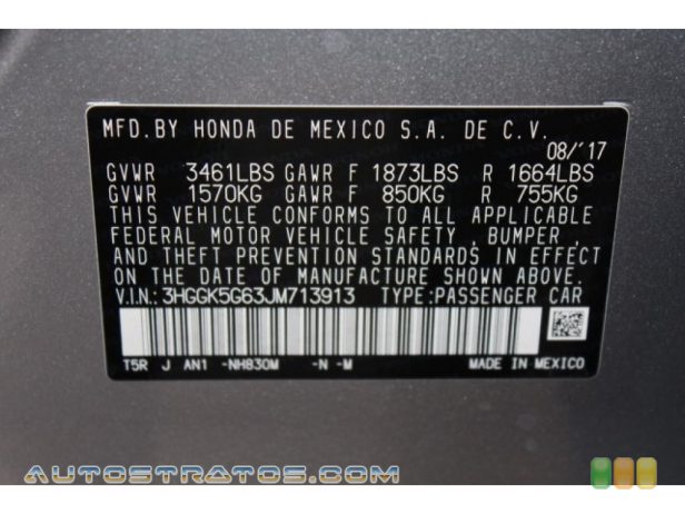 2018 Honda Fit Sport 1.5 Liter DOHC 16-Valve i-VTEC 4 Cylinder 6 Speed Manual