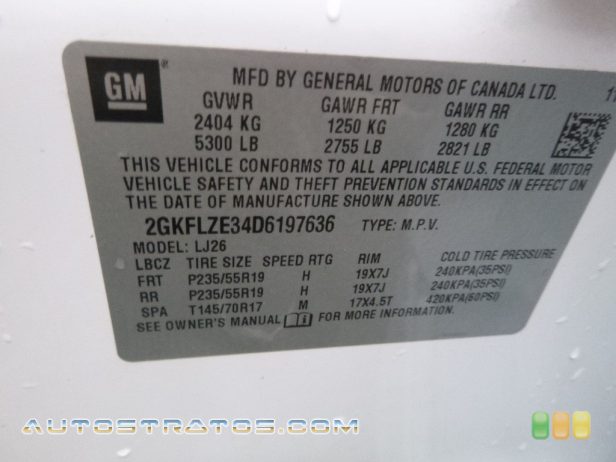 2013 GMC Terrain Denali AWD 3.6 Liter Flex-Fuel SIDI DOHC 24-Valve VVT V6 6 Speed Automatic