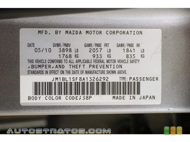 2010 Mazda MAZDA3 i Sport 4 Door 2.0 Liter DOHC 16-Valve VVT 4 Cylinder 5 Speed Manual