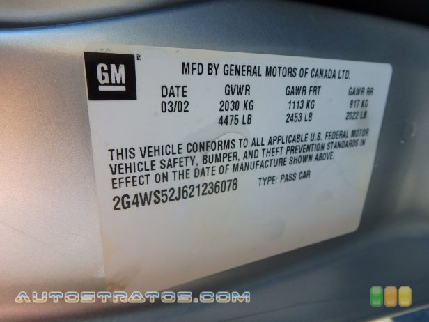 2002 Buick Century Custom 3.1 Liter OHV 12-Valve V6 4 Speed Automatic