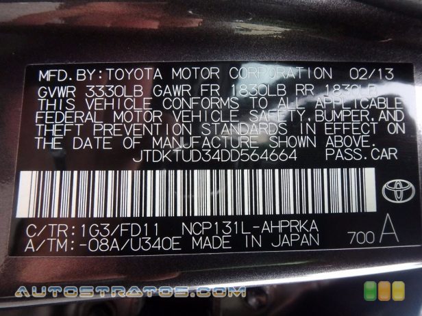 2013 Toyota Yaris SE 5 Door 1.5 Liter DOHC 16-Valve VVT-i 4 Cylinder 4 Speed Automatic