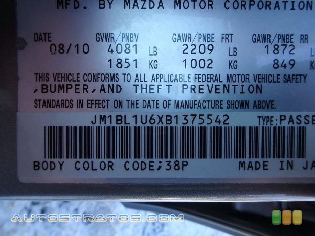 2011 Mazda MAZDA3 s Sport 4 Door 2.5 Liter DOHC 16-Valve VVT 4 Cylinder 5 Speed Sport Automatic