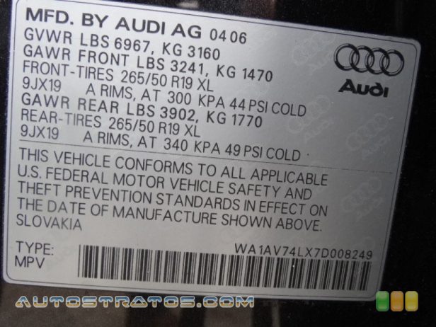2007 Audi Q7 4.2 quattro 4.2 Liter FSI DOHC 32-Valve VVT V8 6 Speed Tiptronic Automatic