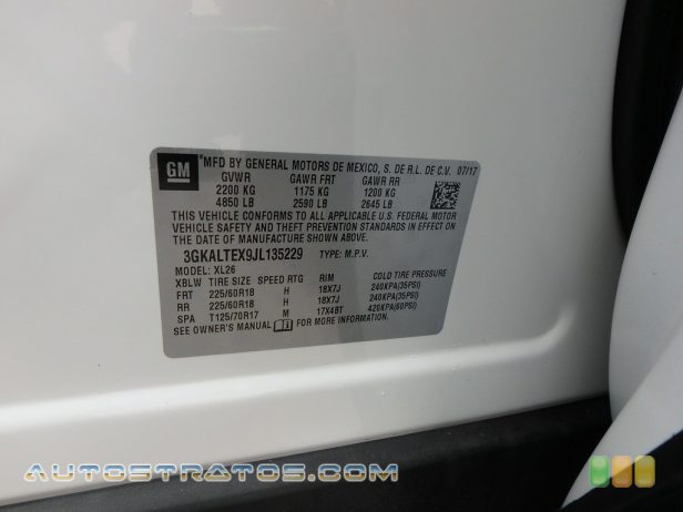 2018 GMC Terrain SLE AWD 2.0 Liter Turbocharged DOHC 16-Valve VVT 4 Cylinder 9 Speed Automatic