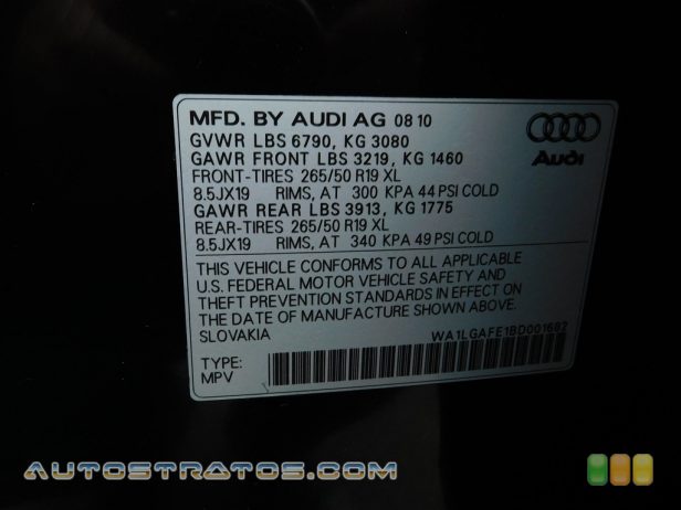 2011 Audi Q7 3.0 TFSI quattro 3.0 Liter TFSI Supercharged DOHC 24-Valve V6 8 Speed Tiptronic Automatic