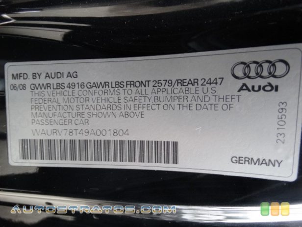 2009 Audi S5 4.2 quattro 4.2 Liter FSI DOHC 32-Valve VVT V8 6 Speed Tiptronic Automatic