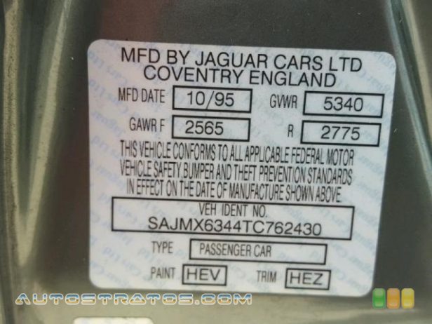 1996 Jaguar XJ XJ12 6.0 Liter SOHC 24-Valve V12 4 Speed Automatic