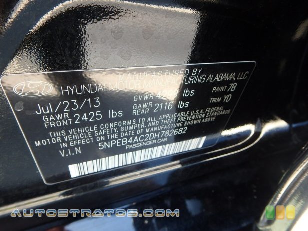 2013 Hyundai Sonata GLS 2.4 Liter DOHC 16-Valve D-CVVT 4 Cylinder 6 Speed Shiftronic Automatic