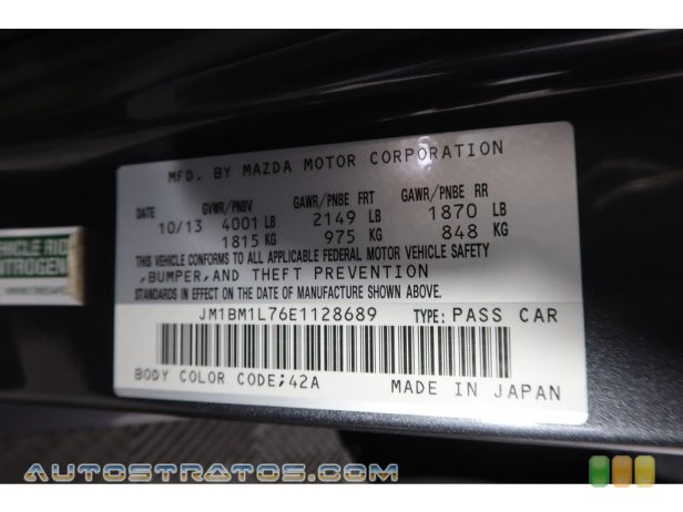2014 Mazda MAZDA3 i Touring 5 Door 2.0 Liter SKYACTIV-G DI DOHC 16-valve VVT 4 Cyinder SKYACTIV-Drive 6 Speed Automatic