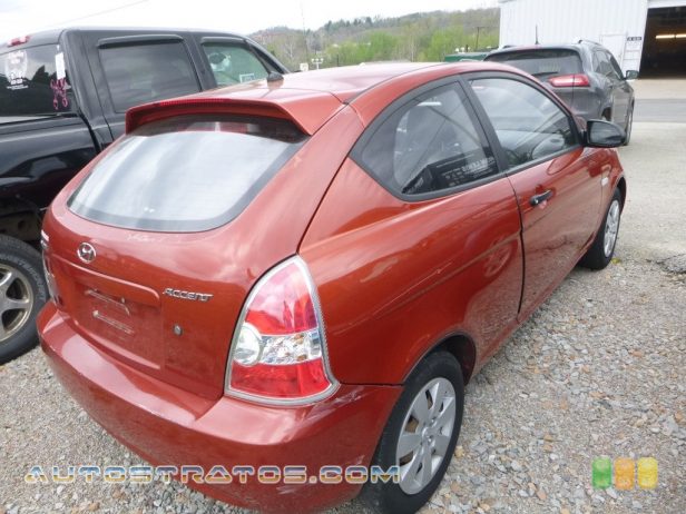 2008 Hyundai Accent GS Coupe 1.6 Liter DOHC 16V VVT 4 Cylinder 4 Speed Automatic