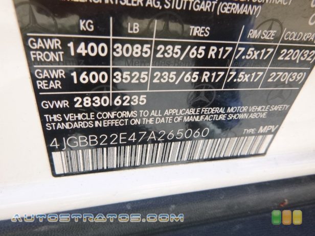 2007 Mercedes-Benz ML 320 CDI 4Matic 3.0L DOHC 24V Turbo Diesel V6 7 Speed Automatic