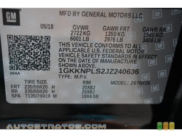2018 GMC Acadia Denali 3.6 Liter SIDI DOHC 24-Valve VVT V6 6 Speed Automatic