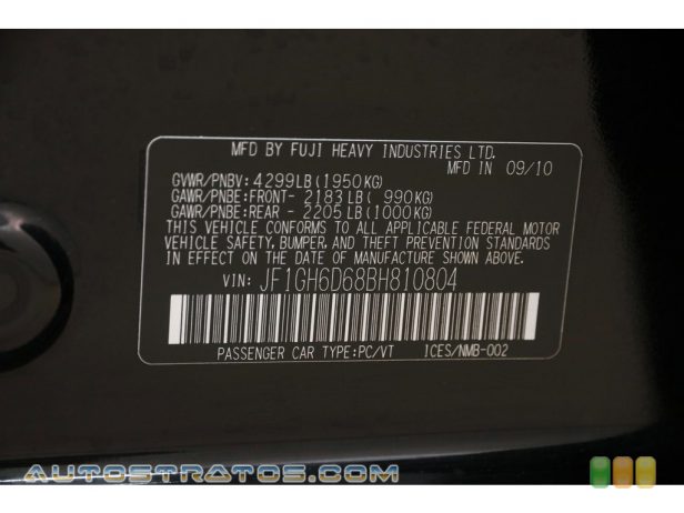 2011 Subaru Impreza Outback Sport Wagon 2.5 Liter SOHC 16-Valve VVT Flat 4 Cylinder 4 Speed Automatic