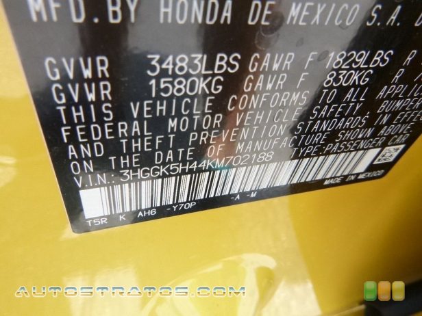 2019 Honda Fit LX 1.5 Liter DOHC 16-Valve i-VTEC 4 Cylinder CVT Automatic