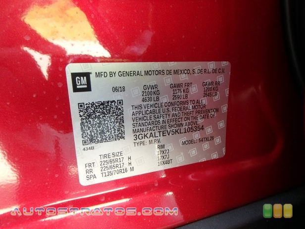 2019 GMC Terrain SLE AWD 1.5 Liter Turbocharged DOHC 16-Valve VVT 4 Cylinder 9 Speed Automatic
