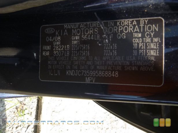 2009 Kia Sorento LX 4x4 3.3 Liter DOHC 24-Valve V6 5 Speed Sportmatic Automatic