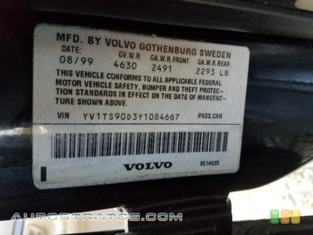 2000 Volvo S80 T6 2.8 Liter Turbocharged DOHC 24-Valve Inline 6 Cylinder 4 Speed Automatic