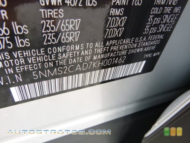 2019 Hyundai Santa Fe SE AWD 2.4 Liter DOHC 16-Valve D-CVVT 4 Cylinder 8 Speed Automatic