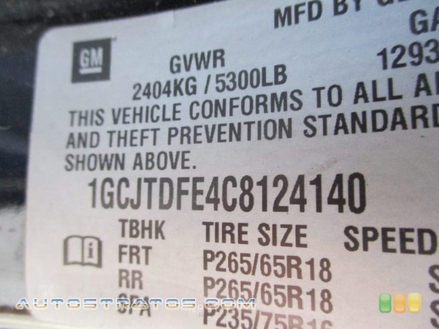 2012 Chevrolet Colorado LT Extended Cab 4x4 3.7 Liter DOHC 20-Valve Vortec 5 Cylinder 4 Speed Automatic
