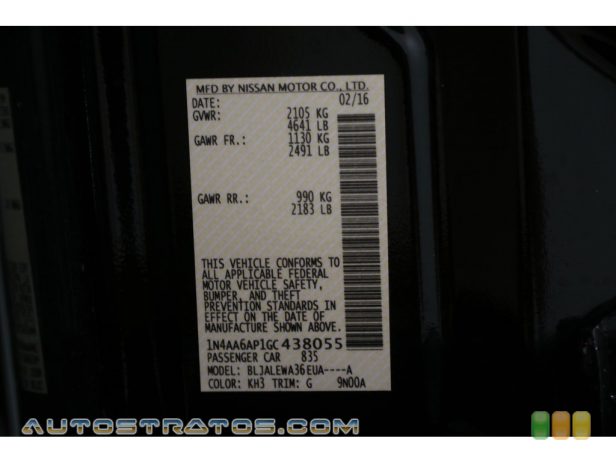 2016 Nissan Maxima SL 3.5 Liter DOHC 24-Valve CVTCS V6 Xtronic CVT Automatic