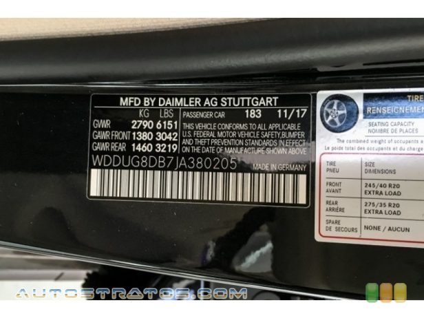 2018 Mercedes-Benz S 560 Sedan 4.0 Liter biturbo DOHC 32-Valve VVT V8 9 Speed Automatic