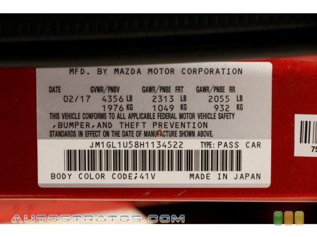 2017 Mazda Mazda6 Sport 2.5 Liter DI DOHC 16-Valve VVT SKYACTIVE-G 4 Cylinder 6 Speed Sport Automatic