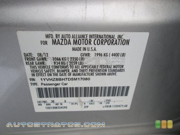 2013 Mazda MAZDA6 i Sport Sedan 2.5 Liter DOHC 16-Valve VVT 4 Cylinder 5 Speed Sport Automatic
