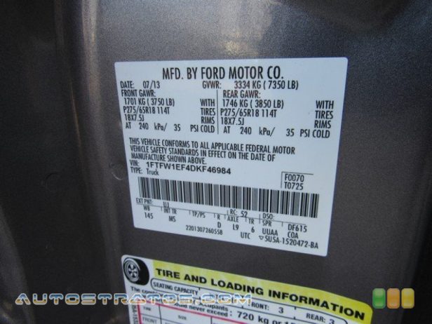 2013 Ford F150 XLT SuperCrew 4x4 5.0 Liter Flex-Fuel DOHC 32-Valve Ti-VCT V8 6 Speed Automatic