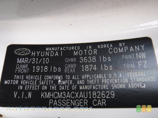 2010 Hyundai Accent GS 3 Door 1.6 Liter DOHC 16-Valve CVVT 4 Cylinder 4 Speed Automatic