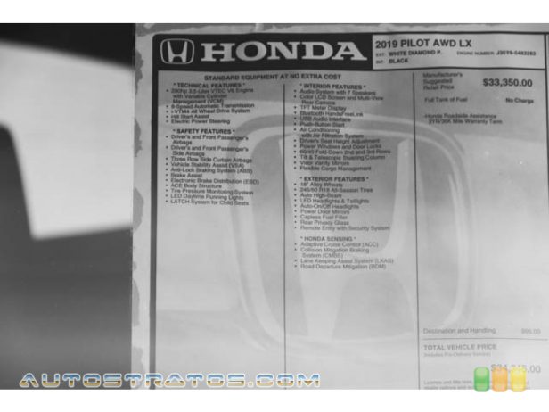2019 Honda Pilot LX AWD 3.5 Liter SOHC 24-Valve i-VTEC V6 6 Speed Automatic