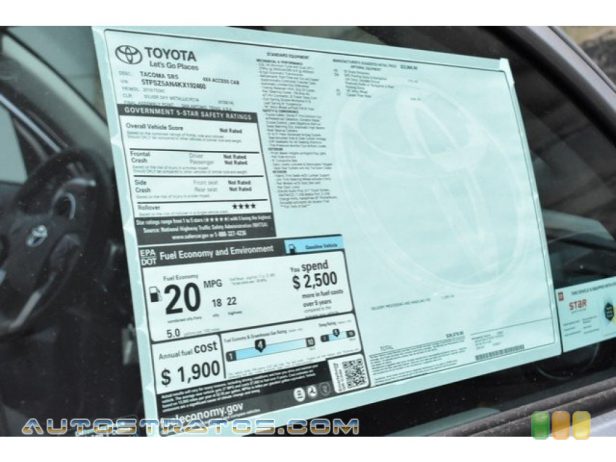 2019 Toyota Tacoma SR5 Access Cab 4x4 3.5 Liter DOHC 24-Valve VVT-i V6 6 Speed Automatic
