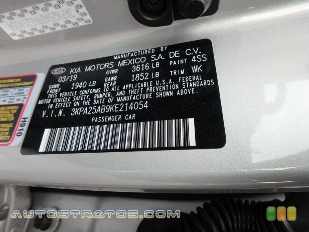 2019 Kia Rio S 5 Door 1.6 Liter DOHC 16-Valve CVVT 4 Cylinder 6 Speed Automatic