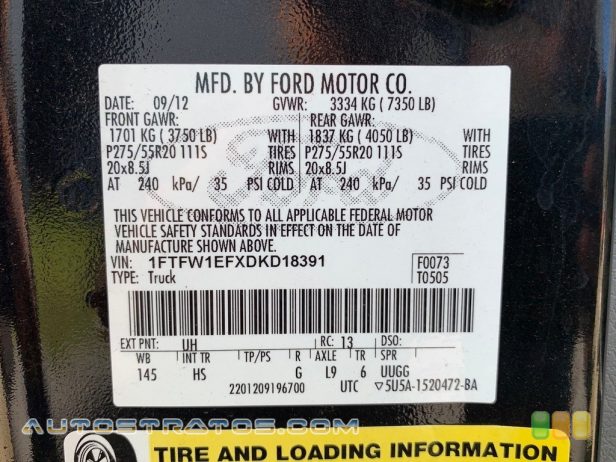 2013 Ford F150 XL SuperCrew 4x4 5.0 Liter Flex-Fuel DOHC 32-Valve Ti-VCT V8 6 Speed Automatic