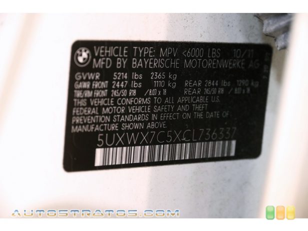 2012 BMW X3 xDrive 35i 3.0 Liter TwinPower Turbocharged DOHC 24-Valve VVT Inline 6 Cyli 8 Speed steptronic Automatic