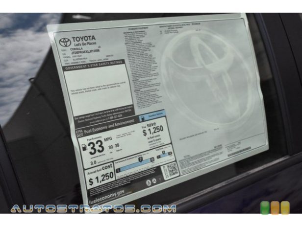2020 Toyota Corolla LE 1.8 Liter DOHC 16-Valve VVT-i 4 Cylinder CVT Automatic