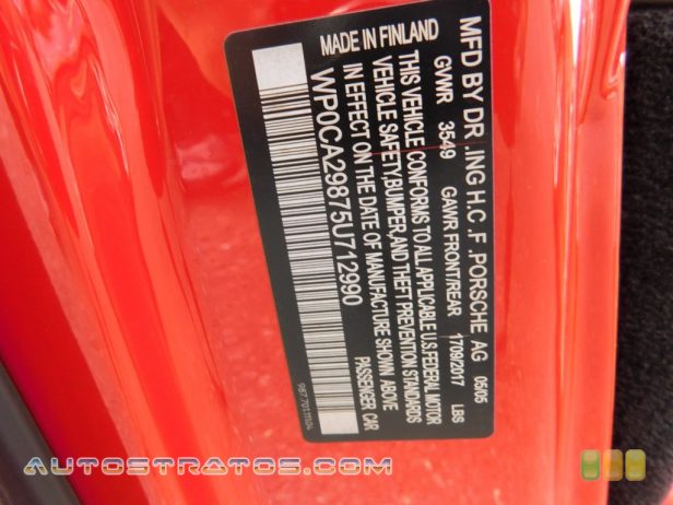 2005 Porsche Boxster  2.7 Liter DOHC 24V Flat 6 Cylinder 6 Speed Manual