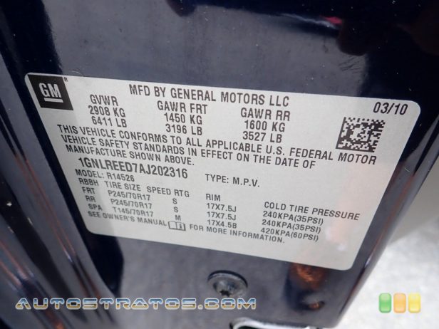 2010 Chevrolet Traverse LS 3.6 Liter DI DOHC 24-Valve VVT V6 6 Speed Automatic